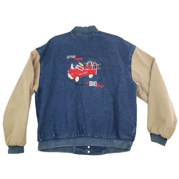 VTG Three Rivers Authentic Denim Jacket Little Tots For BIG Boys Mens Sz. L Blue - Picture 1 of 16